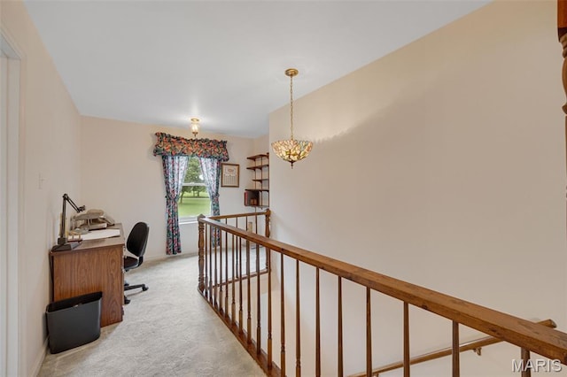 6235 Meadowlark Ln, Troy, MO 63379 - home office featuring light colored carpet and a chandelier