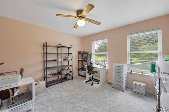 6235 Meadowlark Ln, Troy, MO 63379 - carpeted office featuring ceiling fan and baseboards