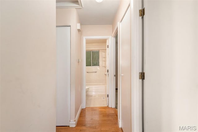 1483 Noche Ct, Fenton, MO 63026 - hallway featuring light wood-type flooring and baseboards