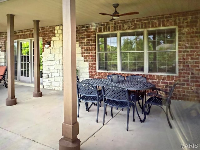 259 Meadowbrook Country Club Est, Ballwin, MO 63011 - view of patio / terrace with a ceiling fan and outdoor dining area