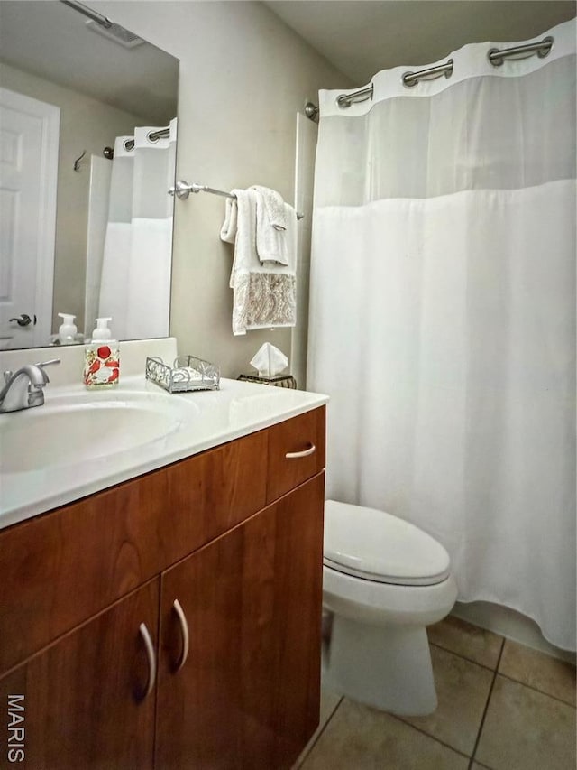 259 Meadowbrook Country Club Est, Ballwin, MO 63011 - bathroom with tile patterned floors, vanity, and a shower with shower curtain