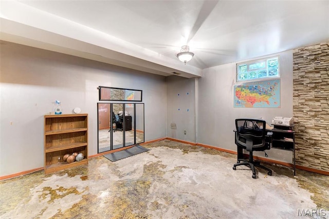 3452 Texas Ave, Saint Louis, MO 63118 - home office with baseboards and concrete floors