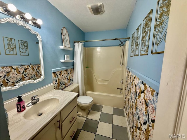 826 Birdie Ln, Jackson, MO 63755 - full bath with vanity, shower / bath combo, and a textured ceiling