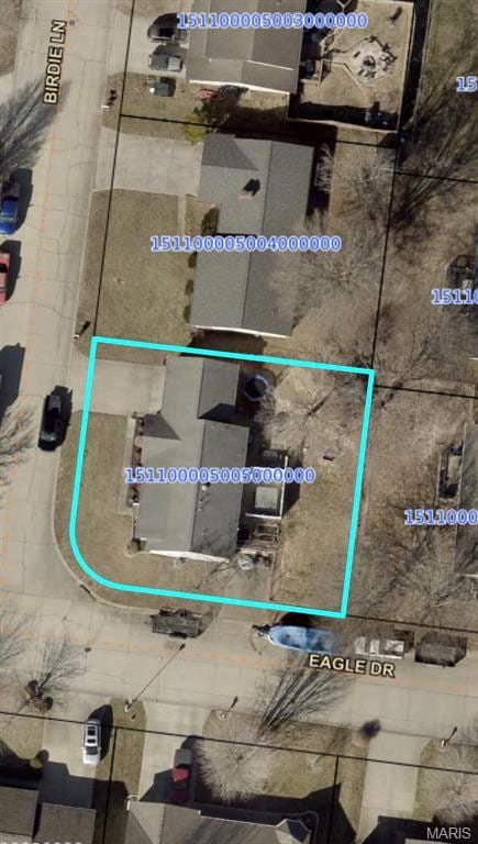 826 Birdie Ln, Jackson, MO 63755 - aerial view of property's location with property parcel outlined