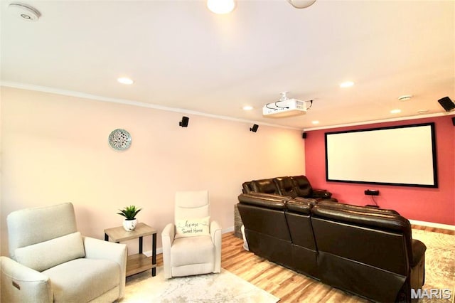 1001 Windsor Crest Ct, Cottleville, MO 63376 - cinema room featuring crown molding, recessed lighting, and wood finished floors