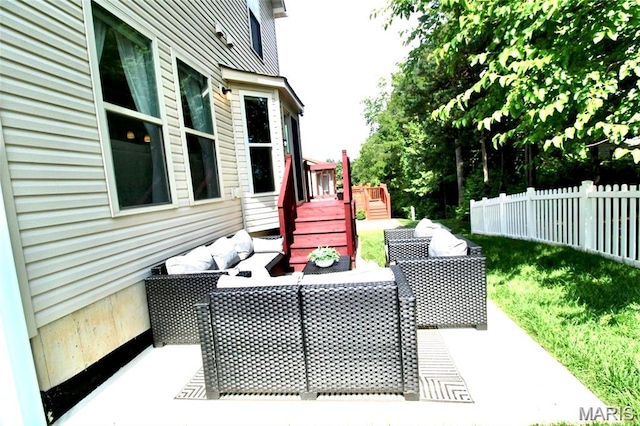 1001 Windsor Crest Ct, Cottleville, MO 63376 - view of patio featuring an outdoor living space and a deck