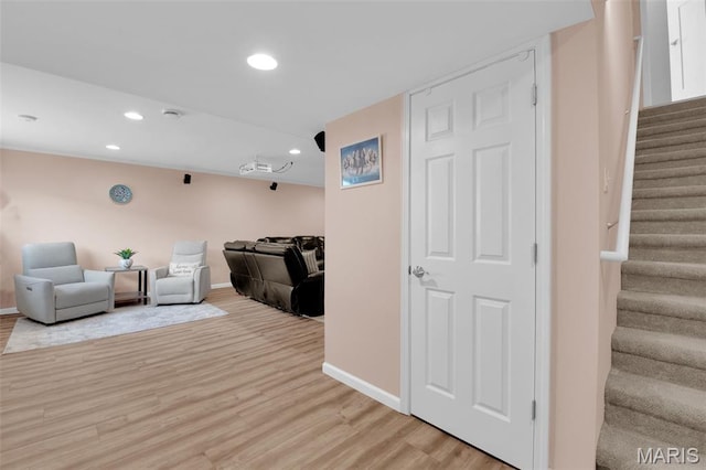 1001 Windsor Crest Ct, Cottleville, MO 63376 - living area featuring stairs, recessed lighting, and light wood finished floors