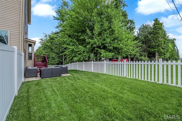 1001 Windsor Crest Ct, Cottleville, MO 63376 - fenced backyard with an outdoor hangout area and a wooden deck