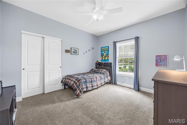 105 Cypress Meadows Dr, Wentzville, MO 63385 - bedroom with carpet, a closet, and a ceiling fan
