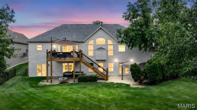 105 Cypress Meadows Dr, Wentzville, MO 63385 - rear view of property with stairs, a deck, and a fenced backyard