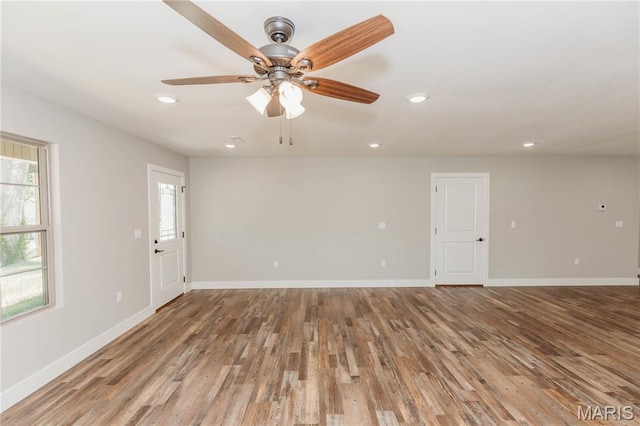 501 W 2nd, Dixon, MO 65459 - empty room featuring wood finished floors, a ceiling fan, and recessed lighting
