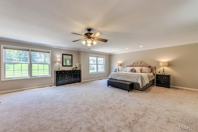 1515 Dietrich Glen Dr, Ballwin, MO 63021 - carpeted bedroom with crown molding and ceiling fan