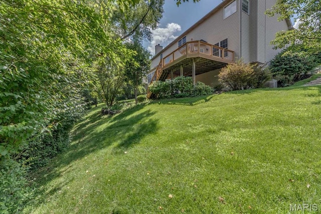 1515 Dietrich Glen Dr, Ballwin, MO 63021 - view of green lawn with a wooden deck