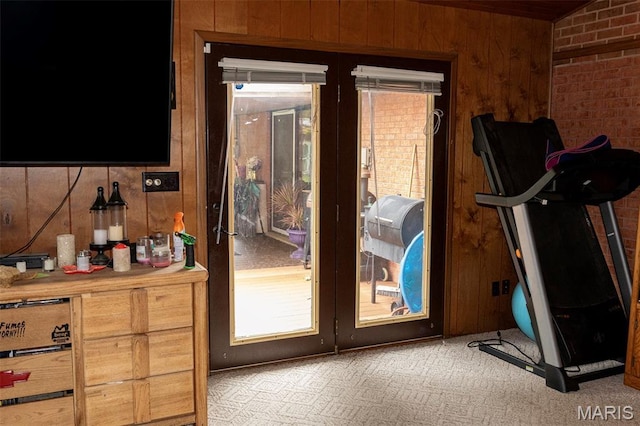 49 Bedford Dr, Belleville, IL 62226 - entryway featuring carpet and wood walls