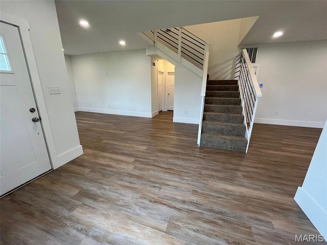 302 State St, Scott City, MO 63780 - foyer entrance with stairway, wood finished floors, and recessed lighting