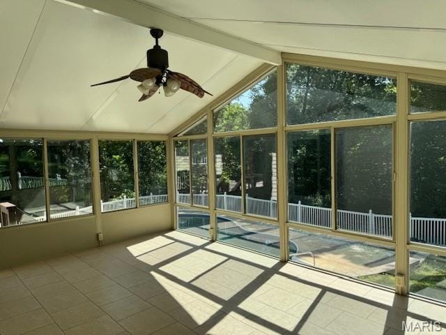 7 Forest Hills Dr, Washington, MO 63090 - unfurnished sunroom featuring a ceiling fan