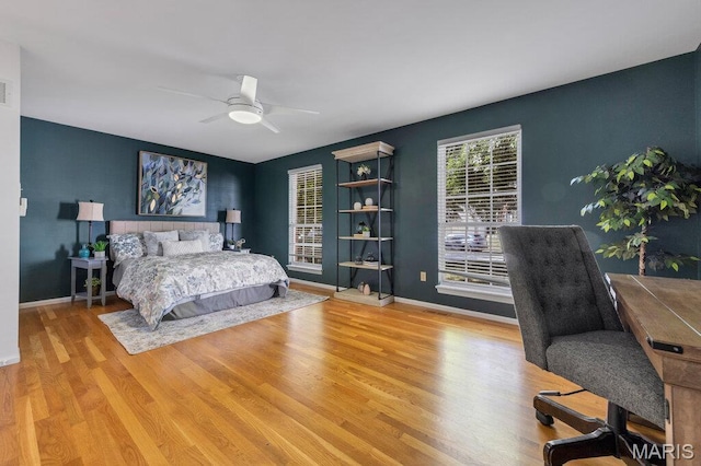 510 Wetherby Terrace Dr, Ballwin, MO 63021 - bedroom featuring wood finished floors and ceiling fan