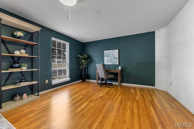 510 Wetherby Terrace Dr, Ballwin, MO 63021 - office featuring wood finished floors and a ceiling fan
