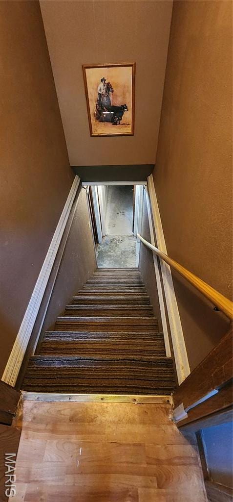 8739 Shawneetown Trl, Chester, IL 62233 - stairway featuring wood finished floors