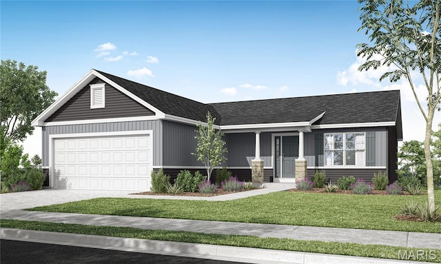 388 Cumberland Ct, Truesdale, MO 63380 - view of front of home featuring a front lawn, driveway, an attached garage, and a shingled roof