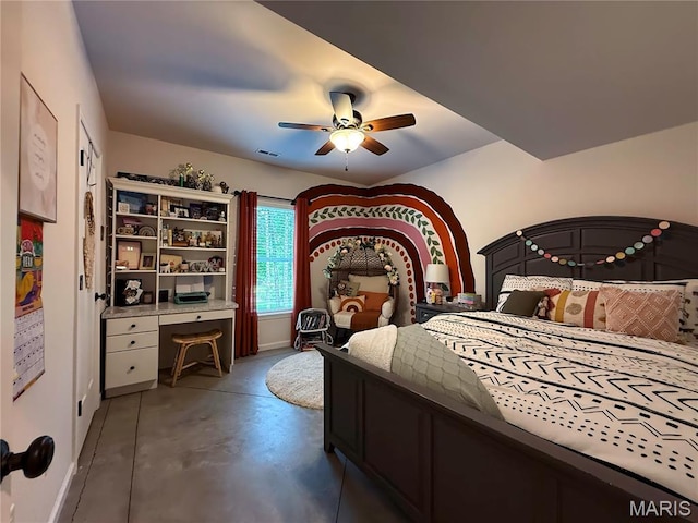 358 N Thomas St, De Soto, MO 63020 - bedroom featuring concrete flooring and a ceiling fan