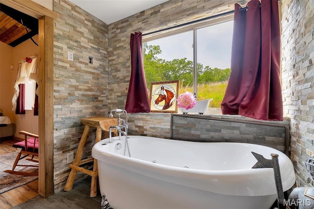 3204 Westwood Rd, Saint Clair, MO 63077 - bathroom with a freestanding bath and wood finished floors