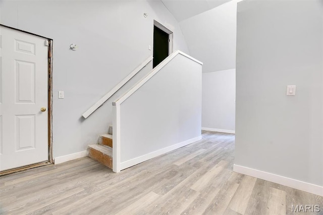 3080 Westwood Rd, Saint Clair, MO 63077 - staircase featuring wood finished floors and vaulted ceiling