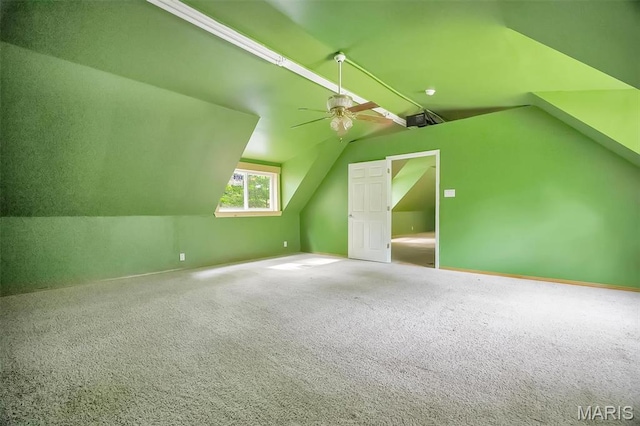3080 Westwood Rd, Saint Clair, MO 63077 - additional living space with a ceiling fan, lofted ceiling, and carpet flooring