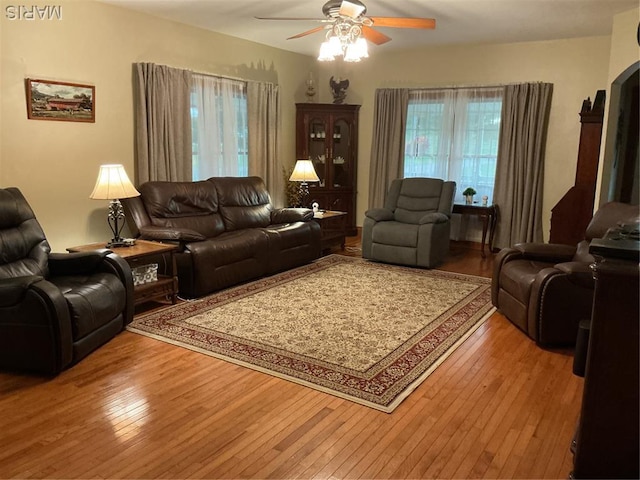 11996 County Road 3290, Rolla, MO 65401 - living room featuring ceiling fan, healthy amount of natural light, and hardwood / wood-style floors