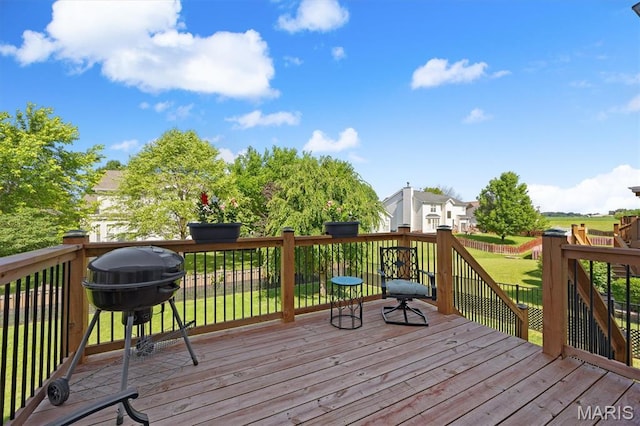 6817 Dunhill Dr, Fairview Heights, IL 62208 - wooden deck featuring a lawn and grilling area