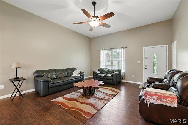 92 Lake Front Pt, Perryville, MO 63775 - living room with a ceiling fan and wood finished floors
