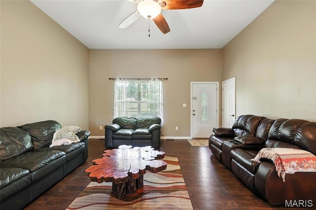 92 Lake Front Pt, Perryville, MO 63775 - living room with a ceiling fan and wood finished floors