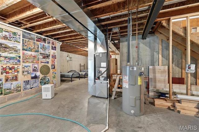 92 Lake Front Pt, Perryville, MO 63775 - unfinished basement featuring electric water heater and heating unit