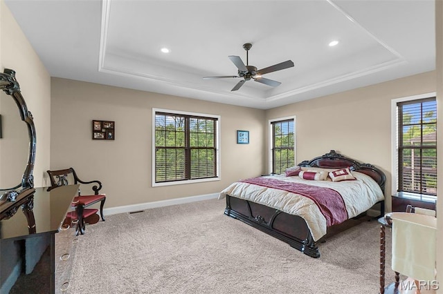 226 Indian Springs Dr, Jackson, MO 63755 - carpeted bedroom featuring a raised ceiling, recessed lighting, and ceiling fan