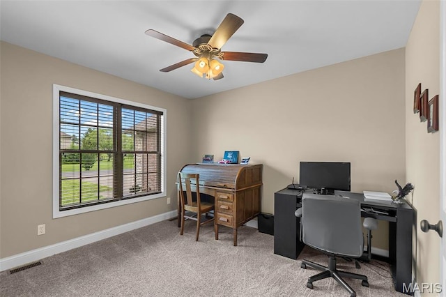 226 Indian Springs Dr, Jackson, MO 63755 - office featuring light colored carpet and ceiling fan