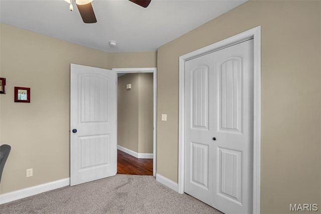226 Indian Springs Dr, Jackson, MO 63755 - unfurnished bedroom with a closet, carpet floors, and ceiling fan