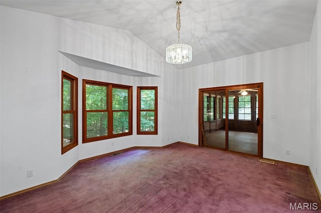 976 Aspenetter Dr, Innsbrook, MO 63390 - carpeted empty room with a chandelier and lofted ceiling