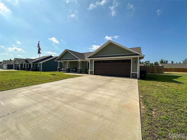 326 Apple Park Way, Poplar Bluff, MO 63901 - ranch-style house featuring a garage, concrete driveway, stone siding, and a porch