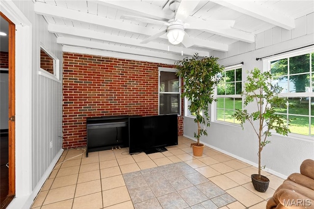 351 N 66th St, Belleville, IL 62223 - unfurnished sunroom with beamed ceiling