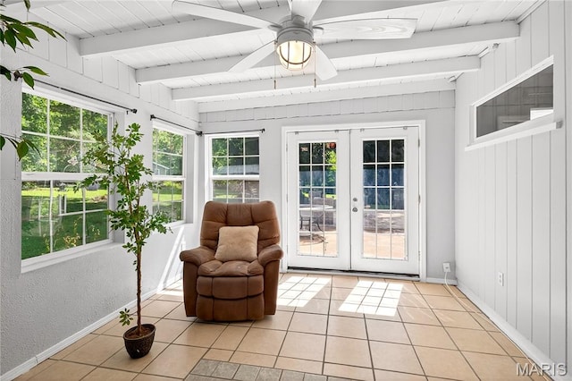 351 N 66th St, Belleville, IL 62223 - sunroom featuring french doors and beamed ceiling