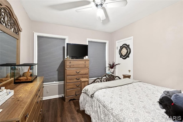 351 N 66th St, Belleville, IL 62223 - bedroom featuring dark wood-style flooring and a ceiling fan