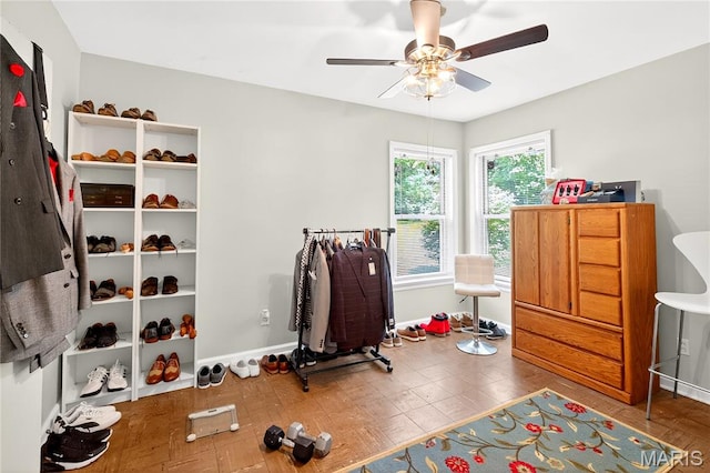 351 N 66th St, Belleville, IL 62223 - workout area with a ceiling fan and baseboards