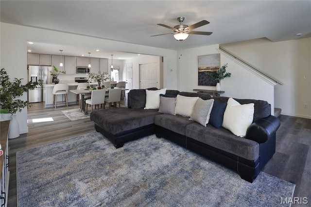 3092 Pirogue St, Saint Charles, MO 63301 - living area with ceiling fan and wood finished floors