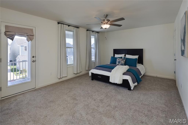 3092 Pirogue St, Saint Charles, MO 63301 - carpeted bedroom featuring access to outside and a ceiling fan