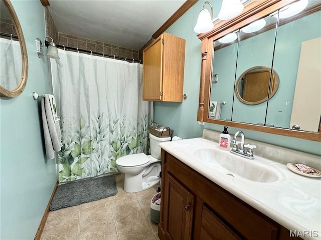 56319 Meyer Trl, Hannibal, MO 63401 - full bathroom featuring vanity, curtained shower, and tile patterned floors