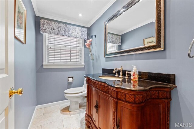 1843 Manor Hill Rd, Saint Louis, MO 63131 - bathroom featuring vanity, crown molding, and tile patterned floors