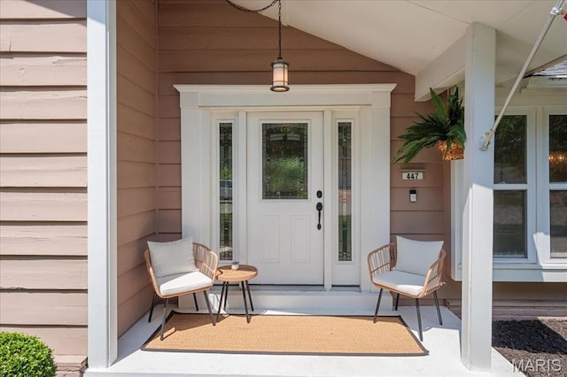 447 Maymont Dr, Ballwin, MO 63011 - view of exterior entry featuring a porch