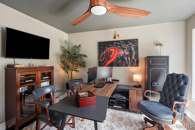 447 Maymont Dr, Ballwin, MO 63011 - home office with baseboards and a ceiling fan