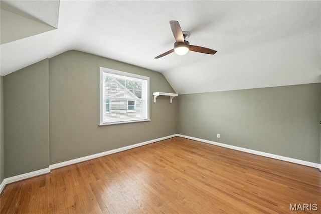 906 N Taylor Ave, Saint Louis, MO 63122 - additional living space with ceiling fan, lofted ceiling, and wood finished floors