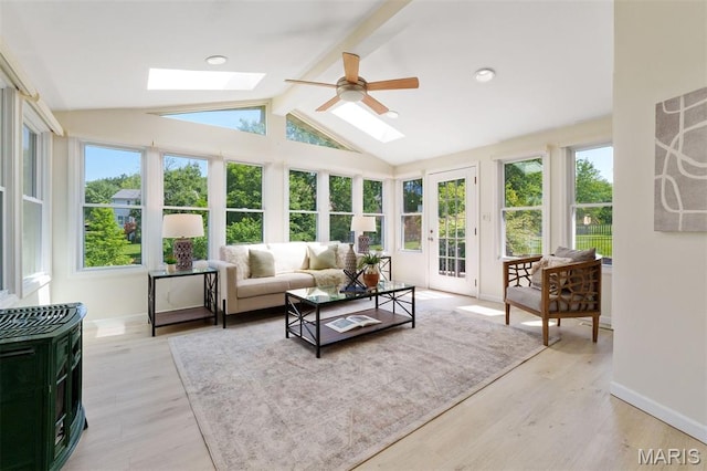 15747 Cedarmill Dr, Chesterfield, MO 63017 - sunroom with a skylight, plenty of natural light, and wood finished floors